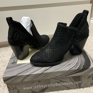 Jeffrey Campbell Black Snake Embossed Booties NWT